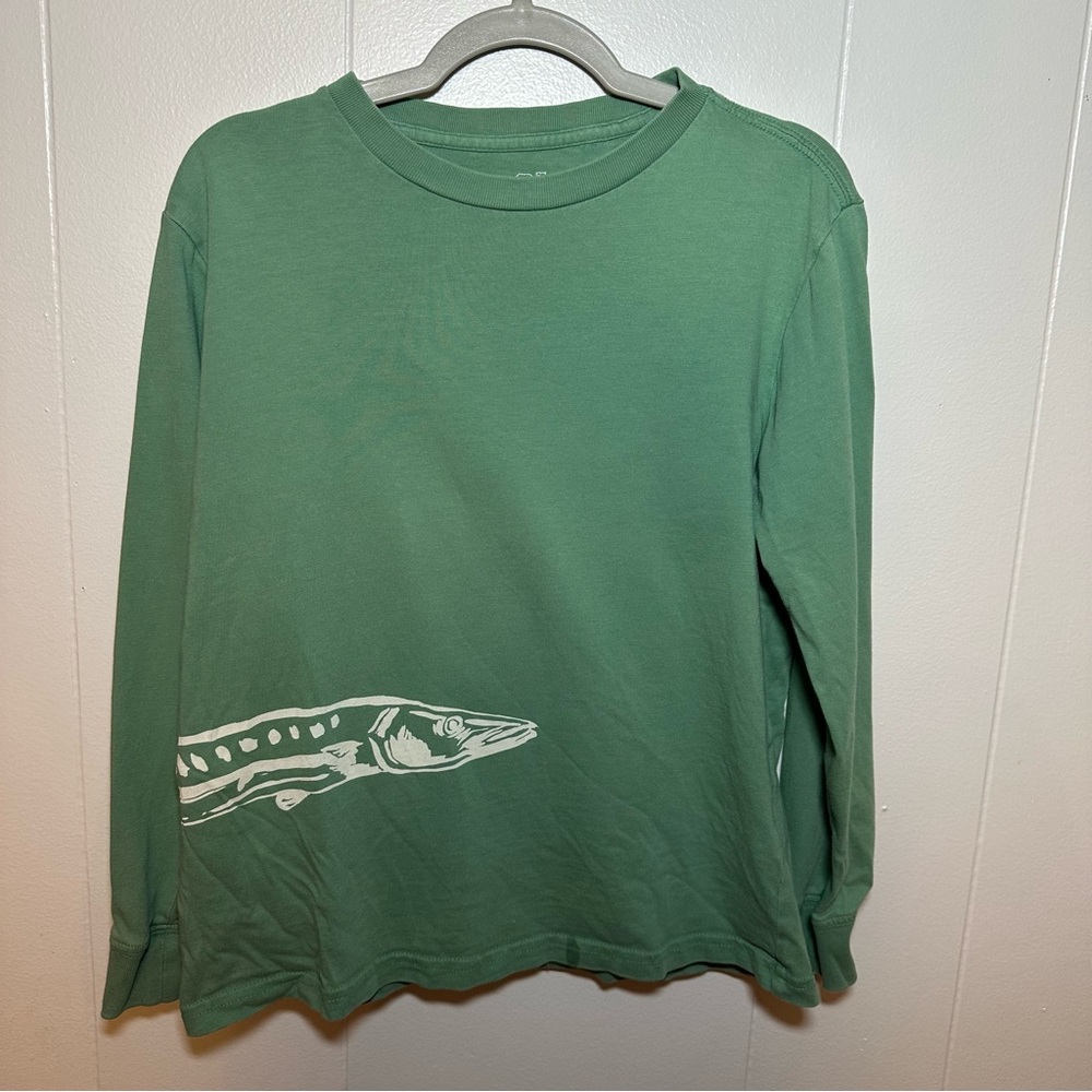 Green Long Sleeve Shirt with Fish Design vineyard vines